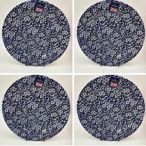 Queens Calico Blue Churchill Royal Wessex England 7.75” Salad Plates New Set 4